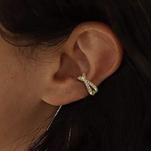 Gold Crystal Crisscross Ear Cuff